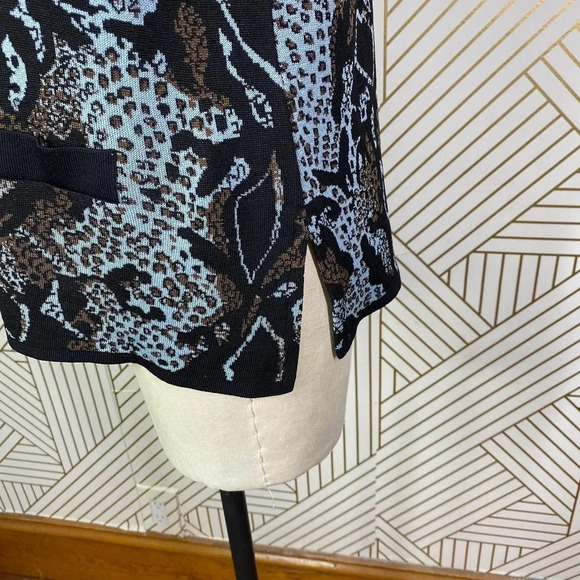 Exclusively Misook Cheetah Snake Animal Print Sweater Blazer Petite Size‎ Large - Picture 6 of 12